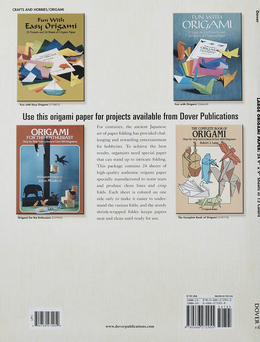 Large Origami Paper: 24 9 X 9 Sheets in 12 Colors