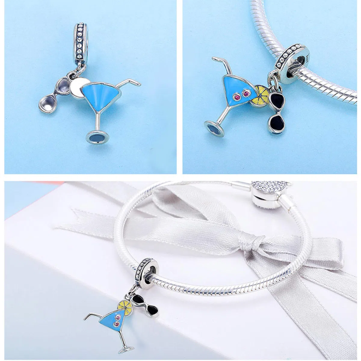 Biżuteria damska 925 Sterling Silver wisiorek Koraliki, Koraliki 925 Sterling Silver Lato Zimne szklanki Kształt Fit Bransoletki Diy Tworzenia biżuterii