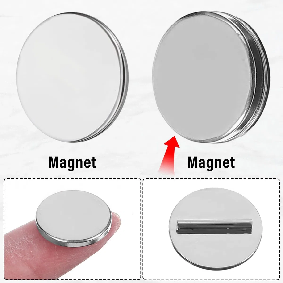 50 Szt. Miniaturowych Magnetycznych Zapięć, Wielofunkcyjnych Magnesów Do Pinów, Małych Okrągłych Metalowych Klipsów Do Przypinek(Silver)