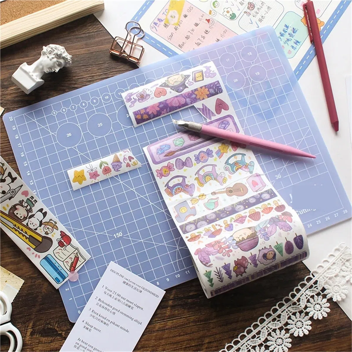 Zestaw Noży Obrotowych, Mata Do Szycia Z Rotacyjnym Wycinaniem A3 A4 A5 Maty Cięcia Samonaprawiające Się Linie Siatki PVC Tkanina Skóra Papier Craft DIY Wiele Rozmiarów(Select Size Name)