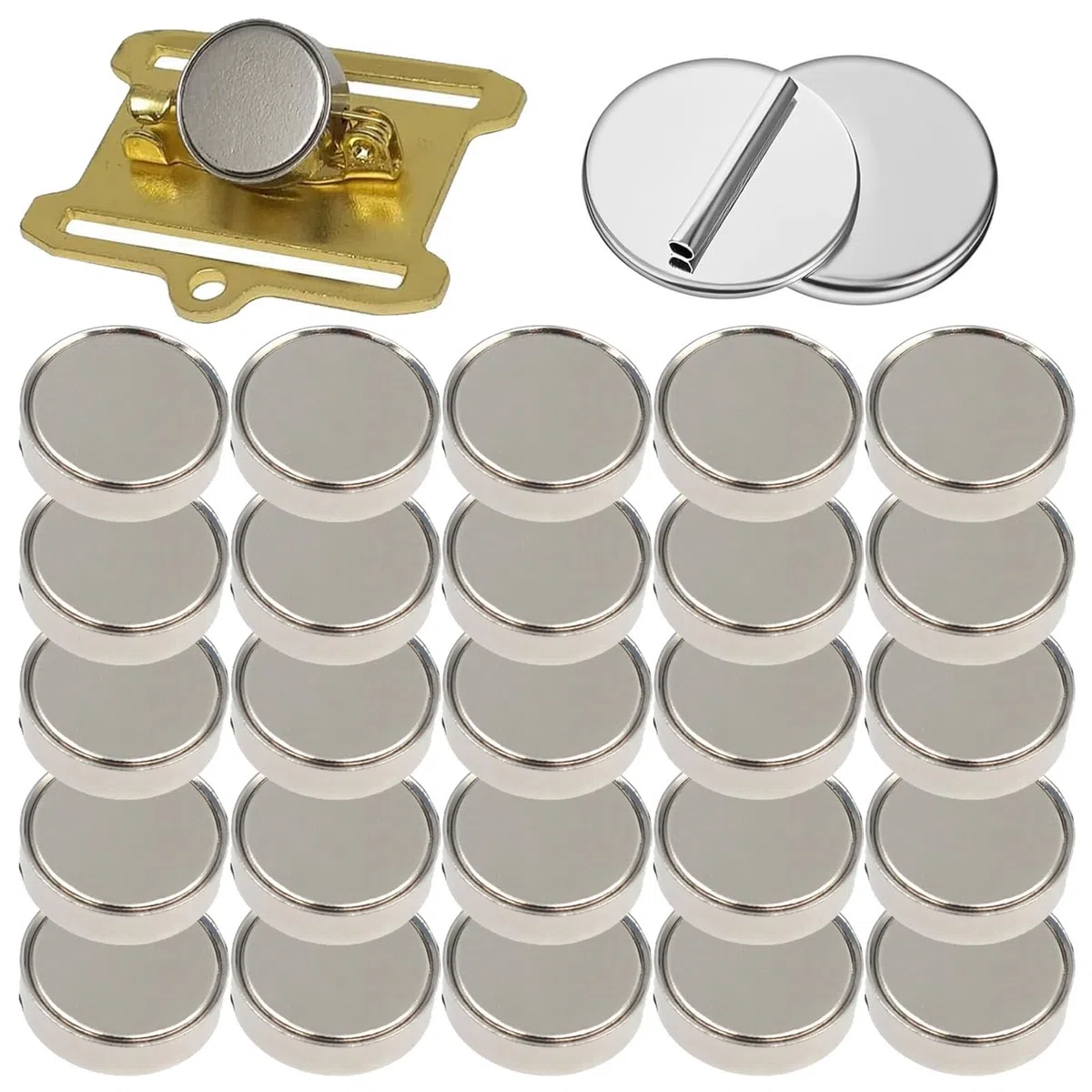 50 Szt. Miniaturowych Magnetycznych Zapięć, Wielofunkcyjnych Magnesów Do Pinów, Małych Okrągłych Metalowych Klipsów Do Przypinek(Silver)