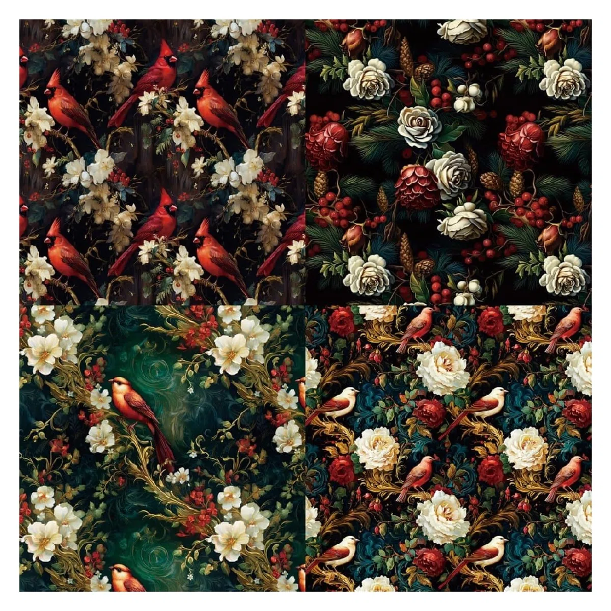 Tło albumu, karton, Boże Narodzenie, 24 arkusze, 6"x6", kwiatowy, jednostronny nadruk z szyszką sosnową, zestaw papieru