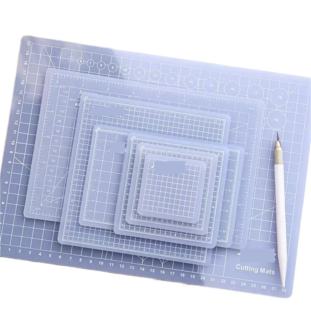 Zestaw Noży Obrotowych, Mata Do Szycia Z Rotacyjnym Wycinaniem A3 A4 A5 Maty Cięcia Samonaprawiające Się Linie Siatki PVC Tkanina Skóra Papier Craft DIY Wiele Rozmiarów(Select Size Name)