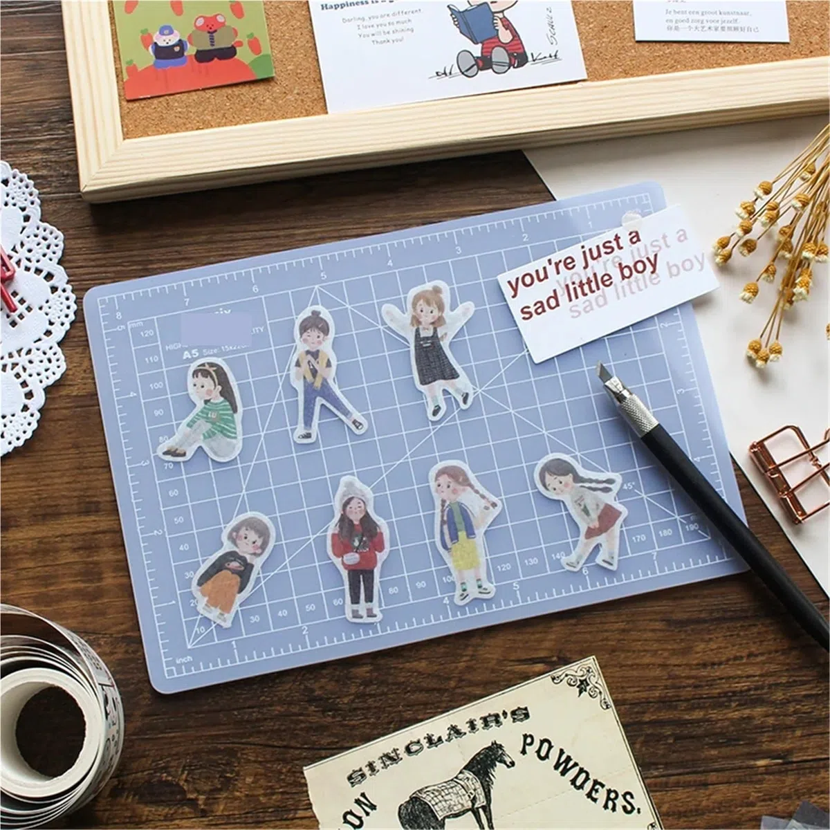 Zestaw Noży Obrotowych, Mata Do Szycia Z Rotacyjnym Wycinaniem A3 A4 A5 Maty Cięcia Samonaprawiające Się Linie Siatki PVC Tkanina Skóra Papier Craft DIY Wiele Rozmiarów(Select Size Name)