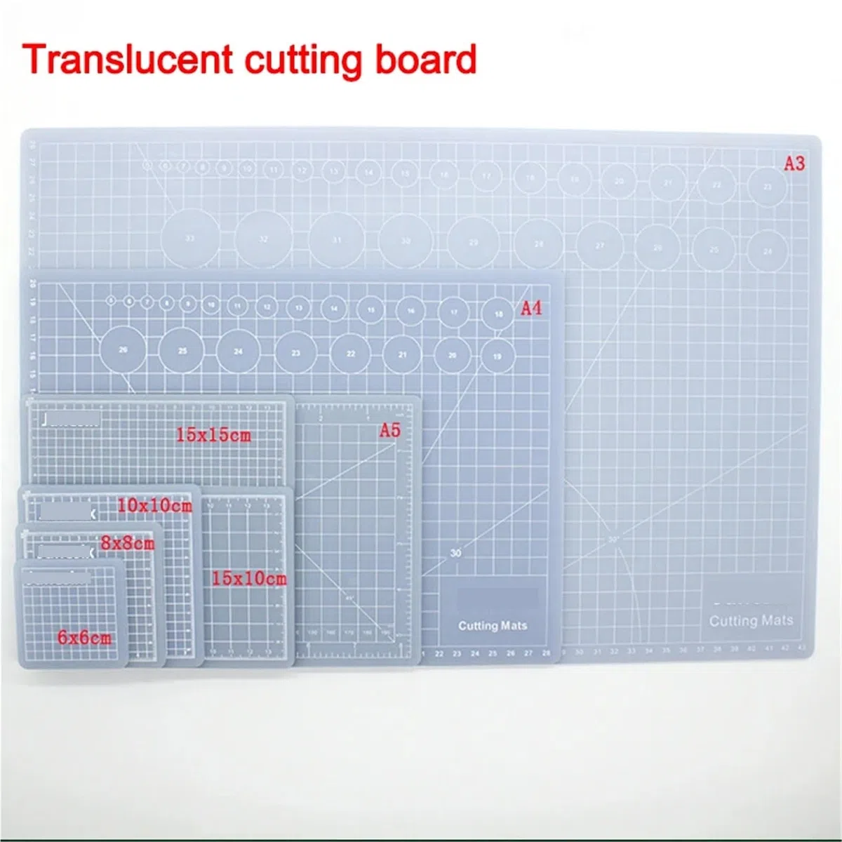 Zestaw Noży Obrotowych, Mata Do Szycia Z Rotacyjnym Wycinaniem A3 A4 A5 Maty Cięcia Samonaprawiające Się Linie Siatki PVC Tkanina Skóra Papier Craft DIY Wiele Rozmiarów(Select Size Name)